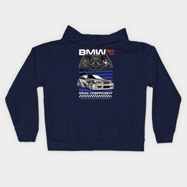 GTR E46 Drag Coefficient Kids Hoodie by Harrisaputra